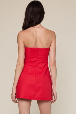 Catie Strapless Dress-Red