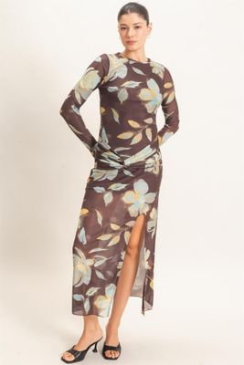 Kate Sheer Maxi Dress-Brown