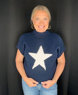 Navy Mock Star Sweater
