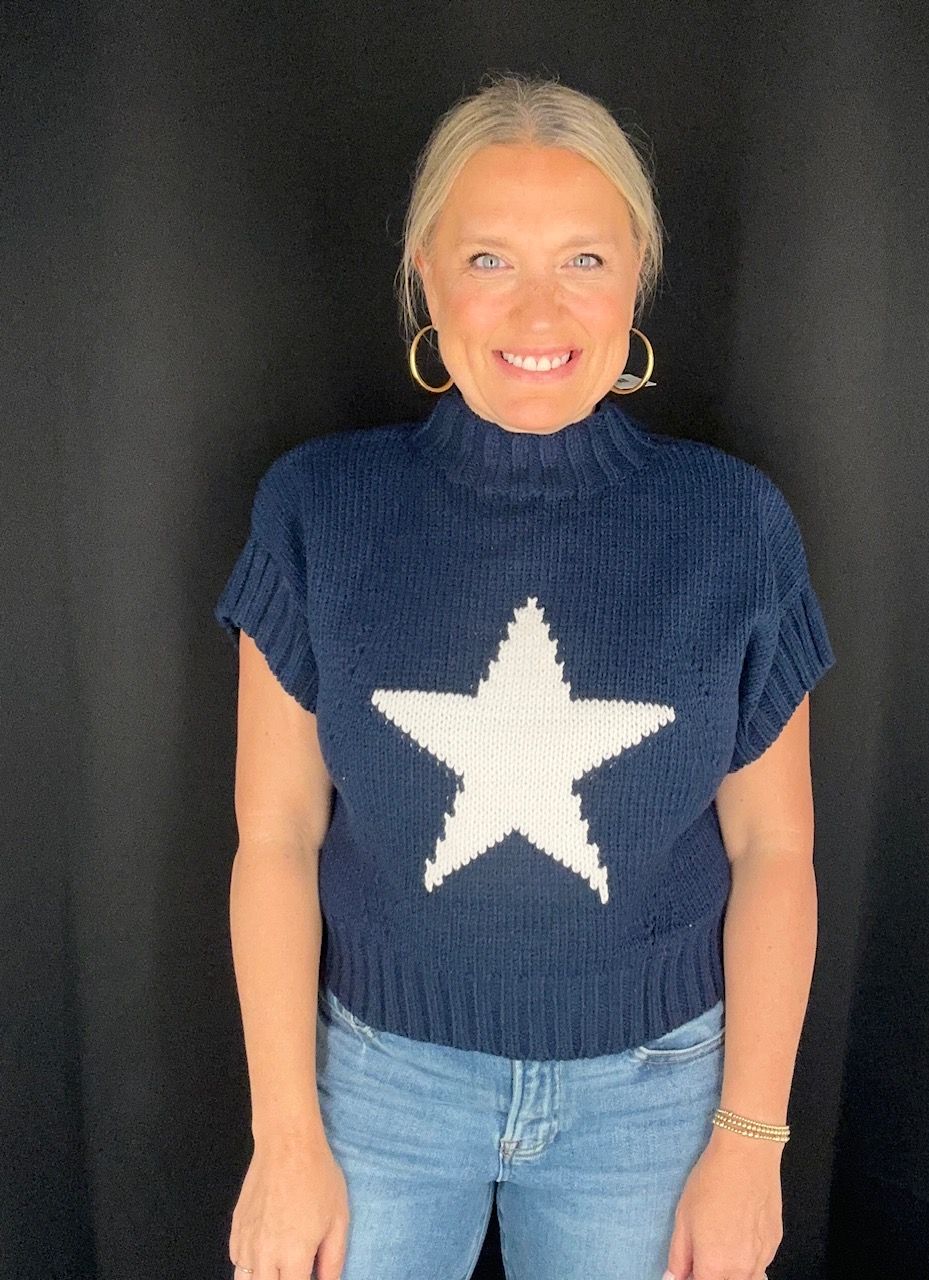Navy Mock Star Sweater