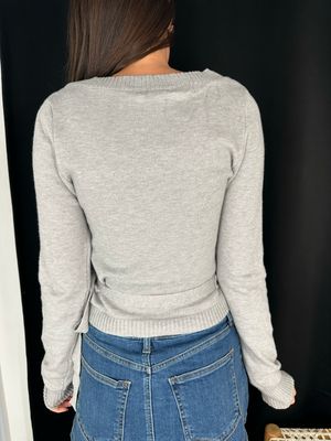 Malia Wrap Sweater-Grey