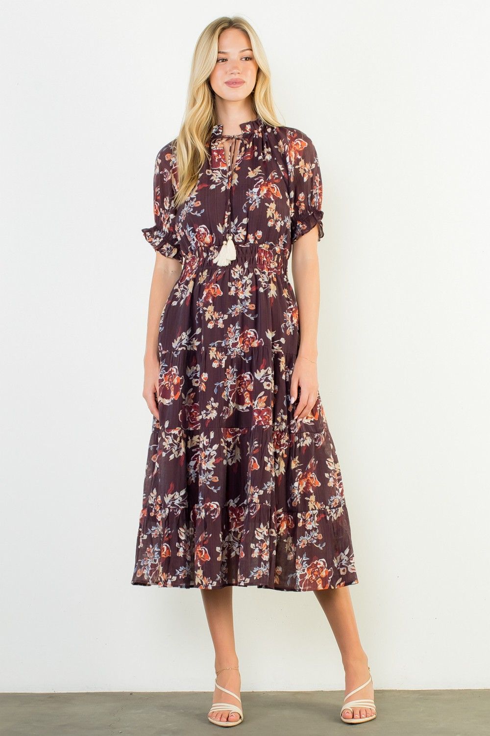 Burgundy Floral Dress