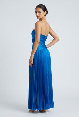 Teal Pleated Maxi Dress