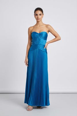 Teal Pleated Maxi Dress
