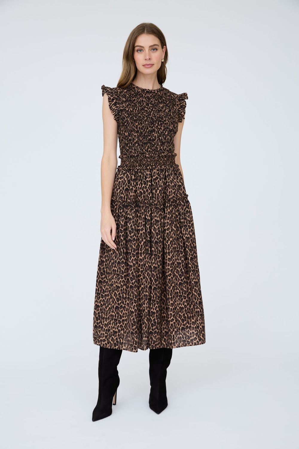 Cheetah Smocked Maxi Dress