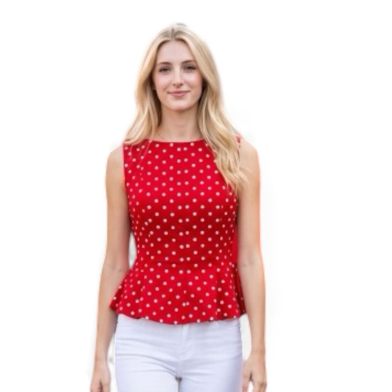Dotty Peplum-Red