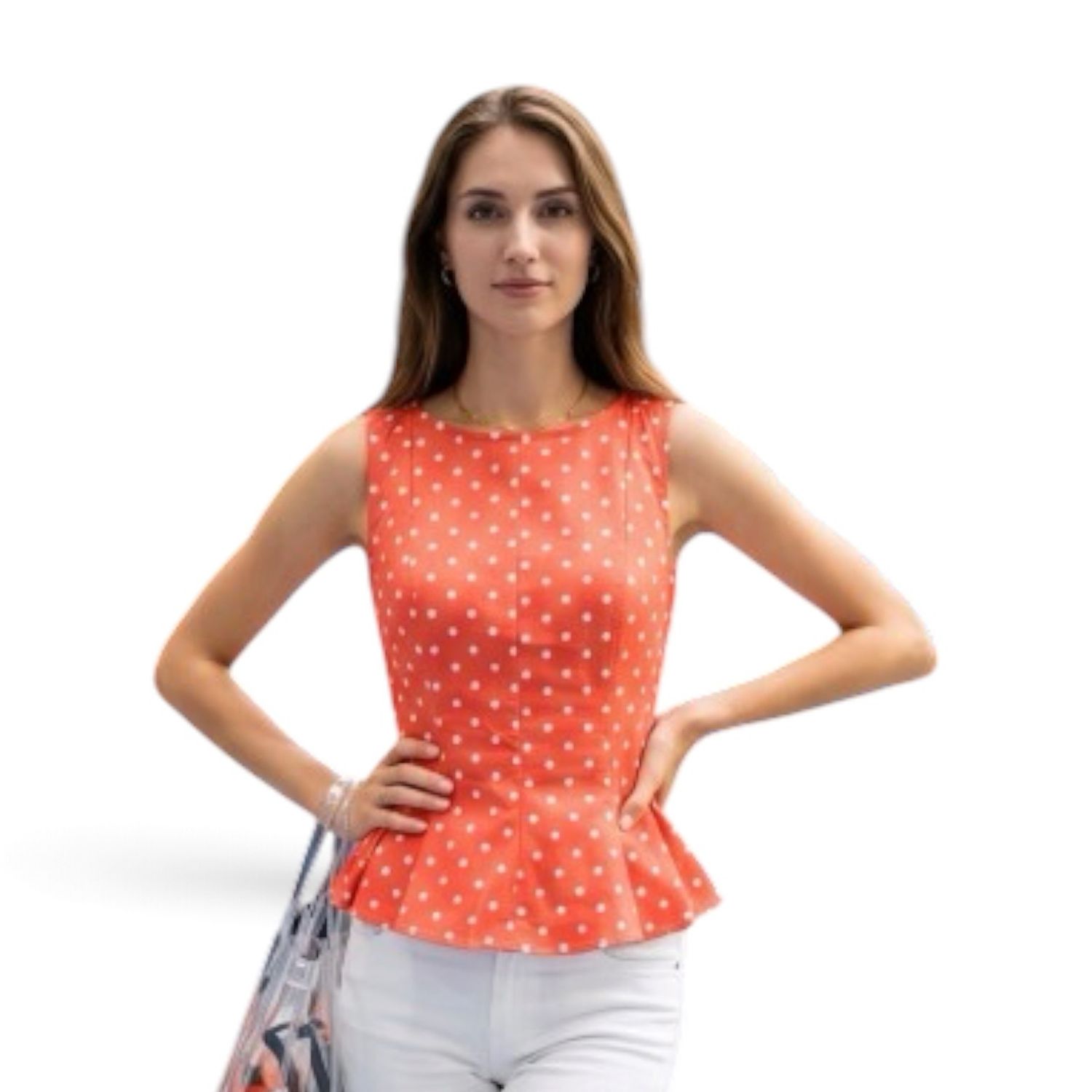 Dotty Peplum-Orange