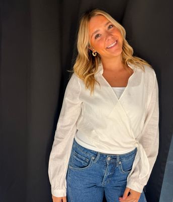 Linen Tie Top-Wht