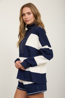 Rugby Stripe Quarter Zip