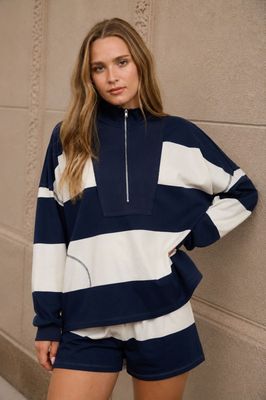 Rugby Stripe Quarter Zip