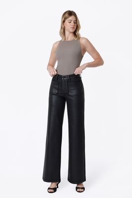 Coated Wide Leg Pocket Jean