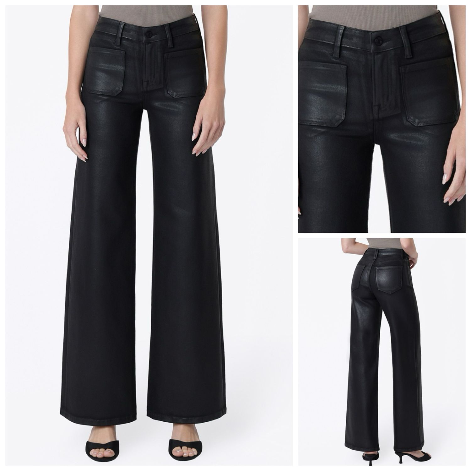 Coated Wide Leg Pocket Jean