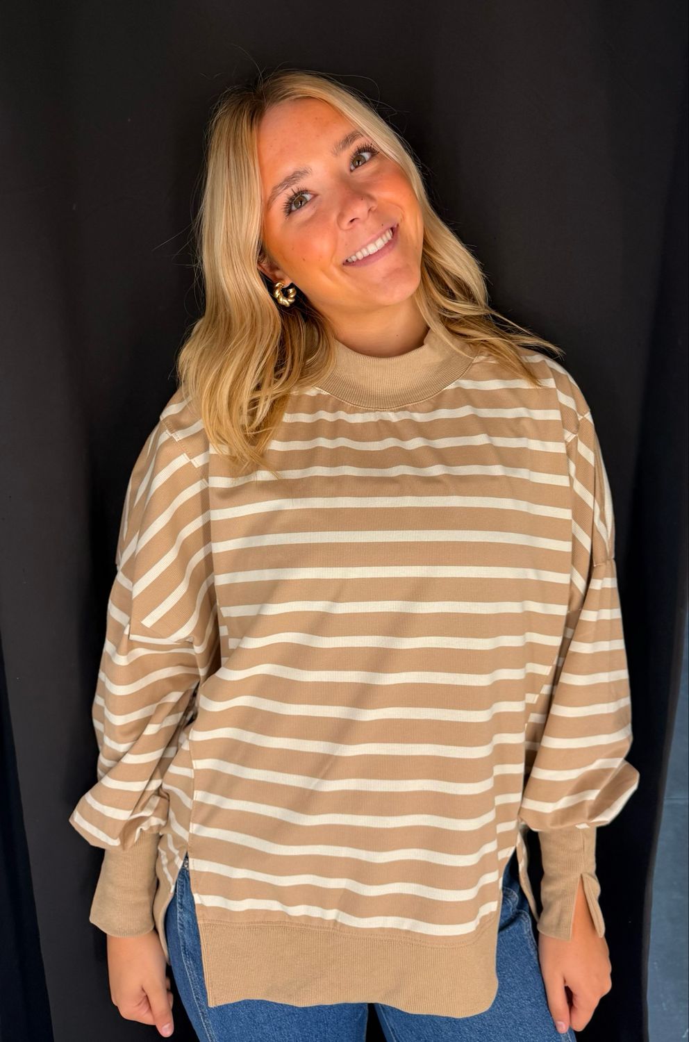 Brittini Mock Neck-Tan