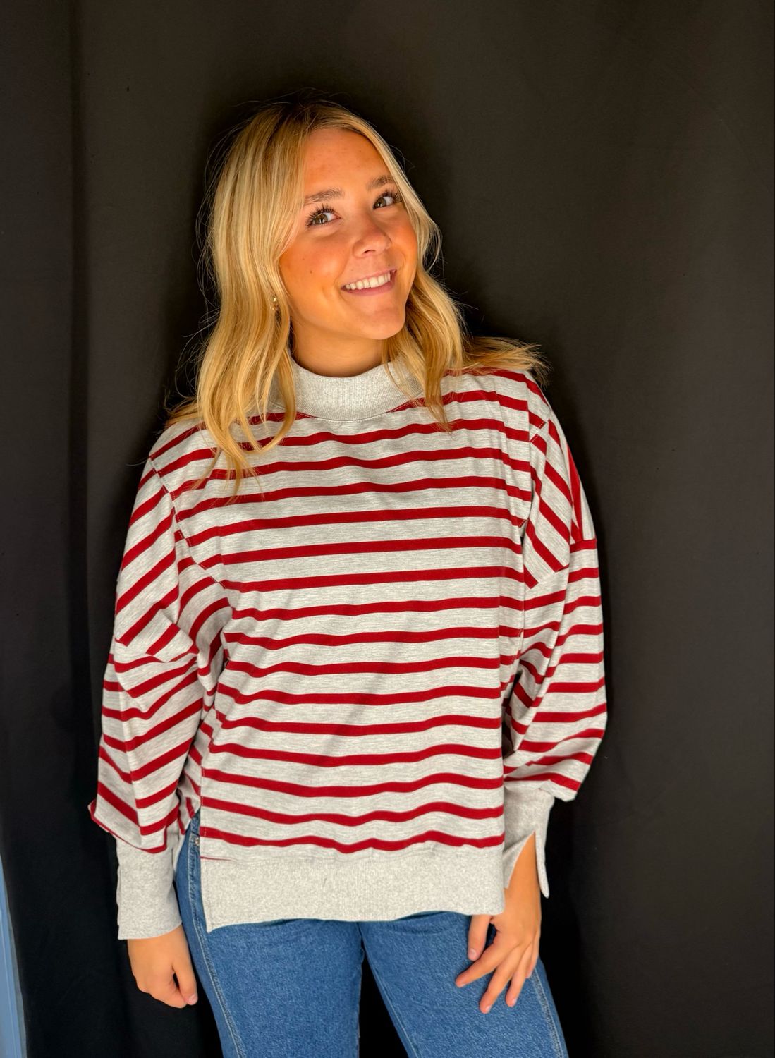 Brittini Mock Neck-Red
