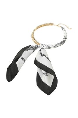 Beaded Scarf Neck-Blk