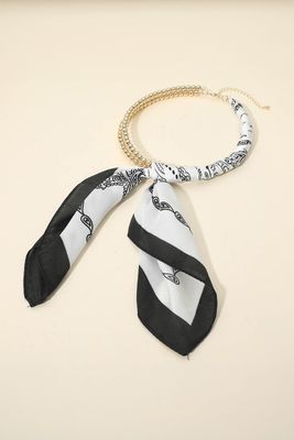 Beaded Scarf Neck-Blk