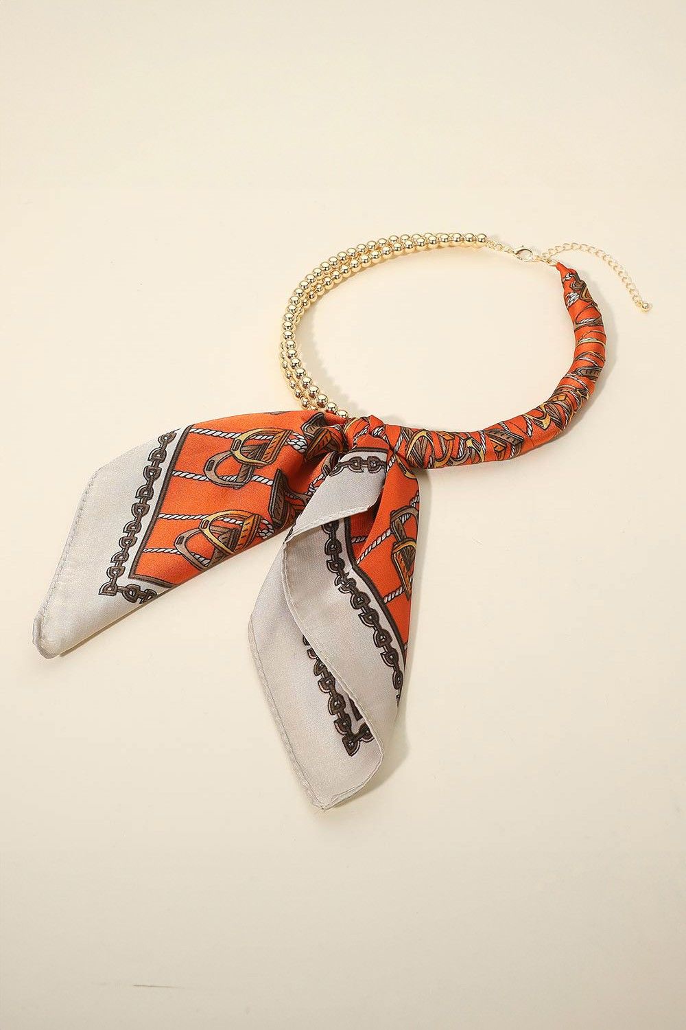 Beaded Scarf Neck-Orange