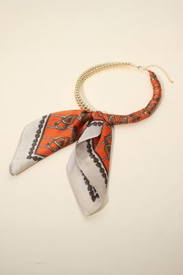 Beaded Scarf Neck-Orange