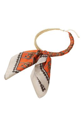 Beaded Scarf Neck-Orange