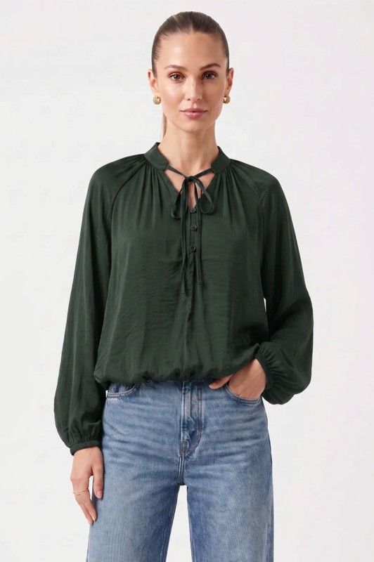Payton Tie Blouse-Green