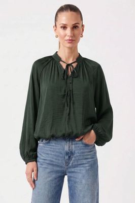 Payton Tie Blouse-Green