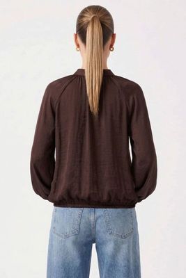 Payton Tie Blouse-Brown
