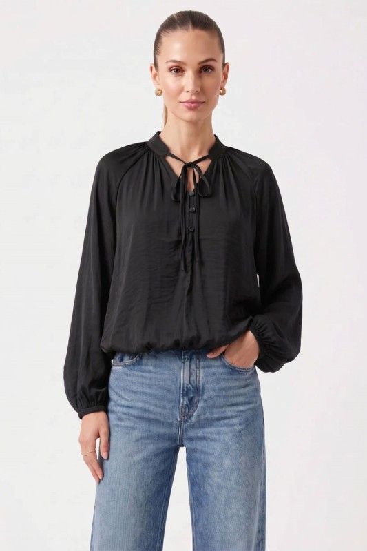 Payton Tie Blouse-Blk