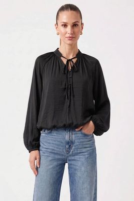 Payton Tie Blouse-Blk