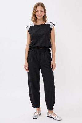Darla Barrel Pants-Blk