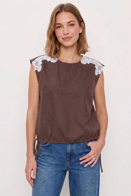 Darla Lace Top-Choc