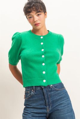 Patricia Puff Sleeve Cardi-Grn