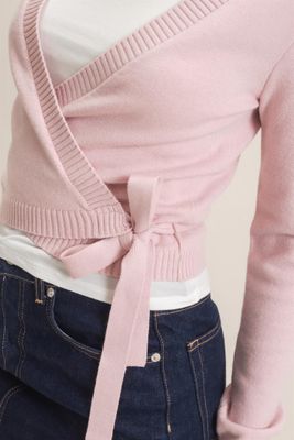 Malia Wrap Sweater-Pink