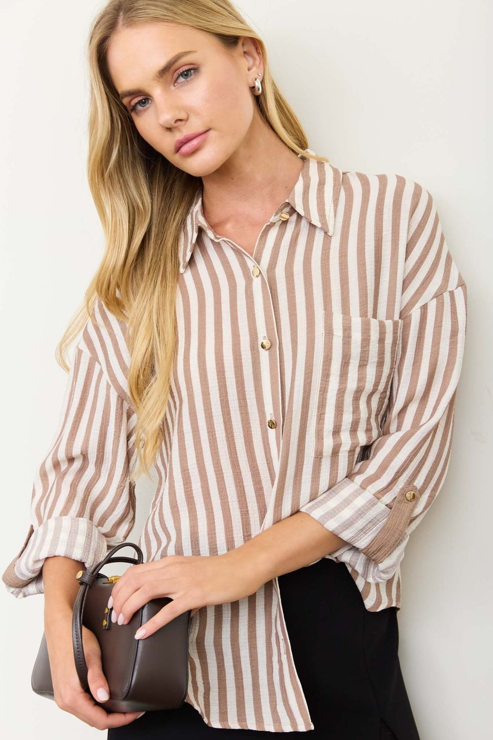 Bella Stripe Woven-Tan