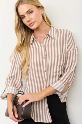 Bella Stripe Woven-Tan