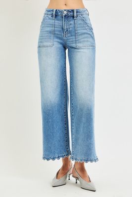 Scallop Wide Leg Jean
