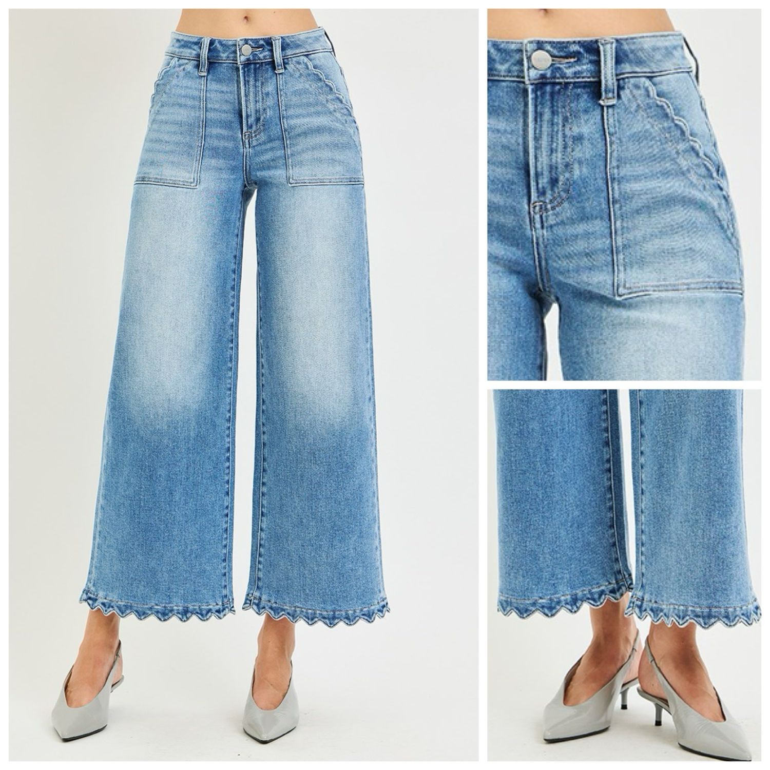 Scallop Wide Leg Jean