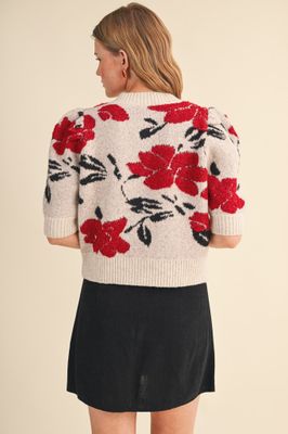 Lindsy Floral Cardi-Cream
