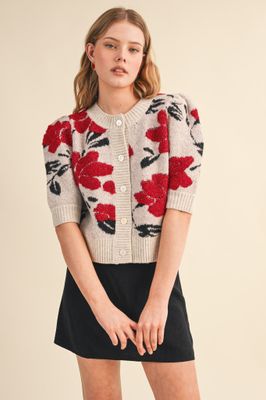 Lindsy Floral Cardi-Cream