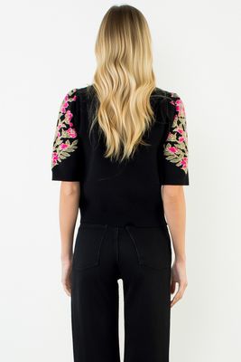 Kaci Floral Sweater-Blk