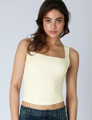 Shirred Side Tank-Ivory