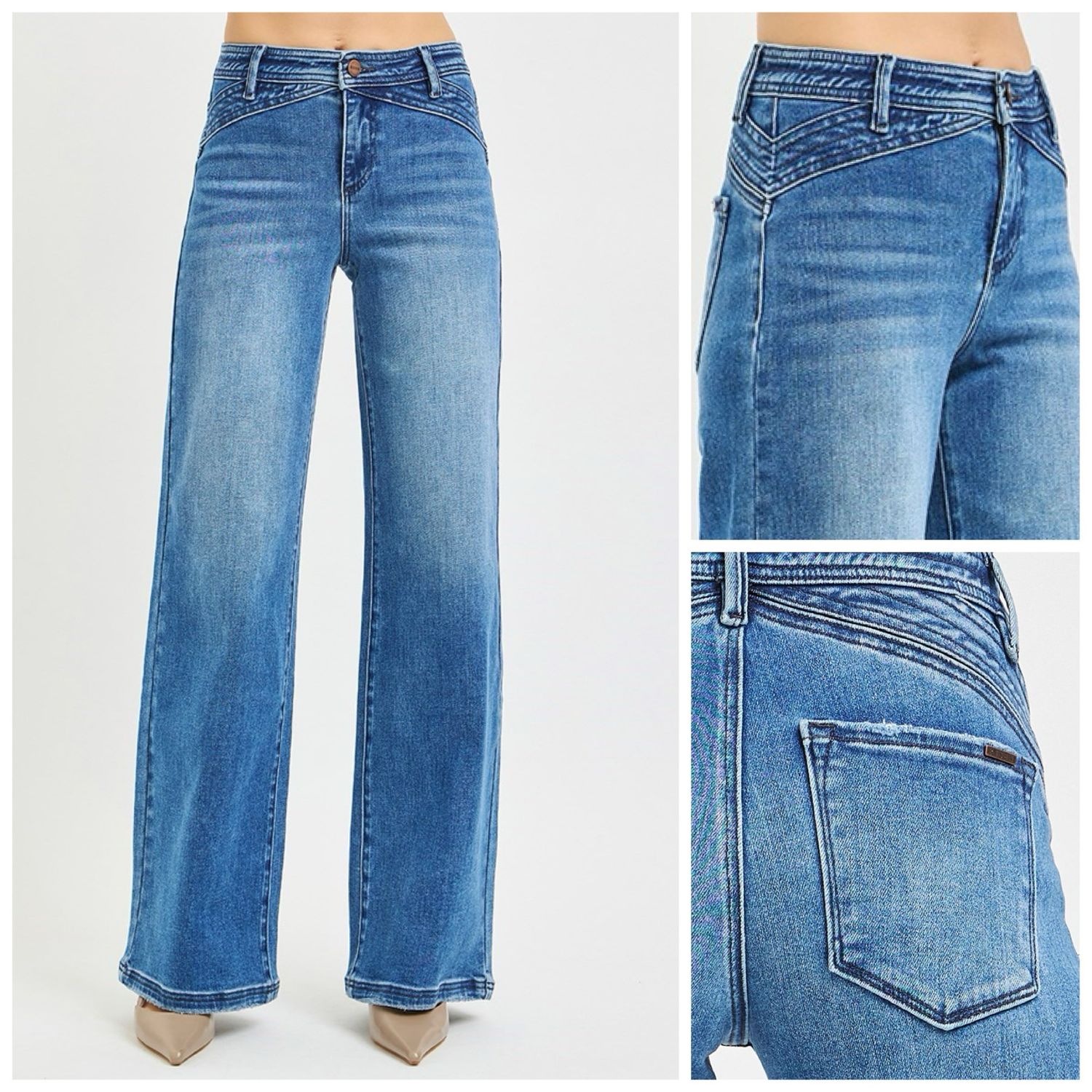 Waist Detail Wide Leg Jean