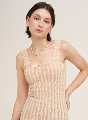 Pointelle Square Tank-Tea