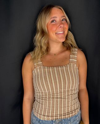 Pointelle Square Tank-Tea