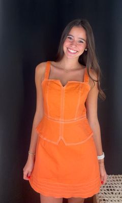 Orange Denim Corset Top Dress