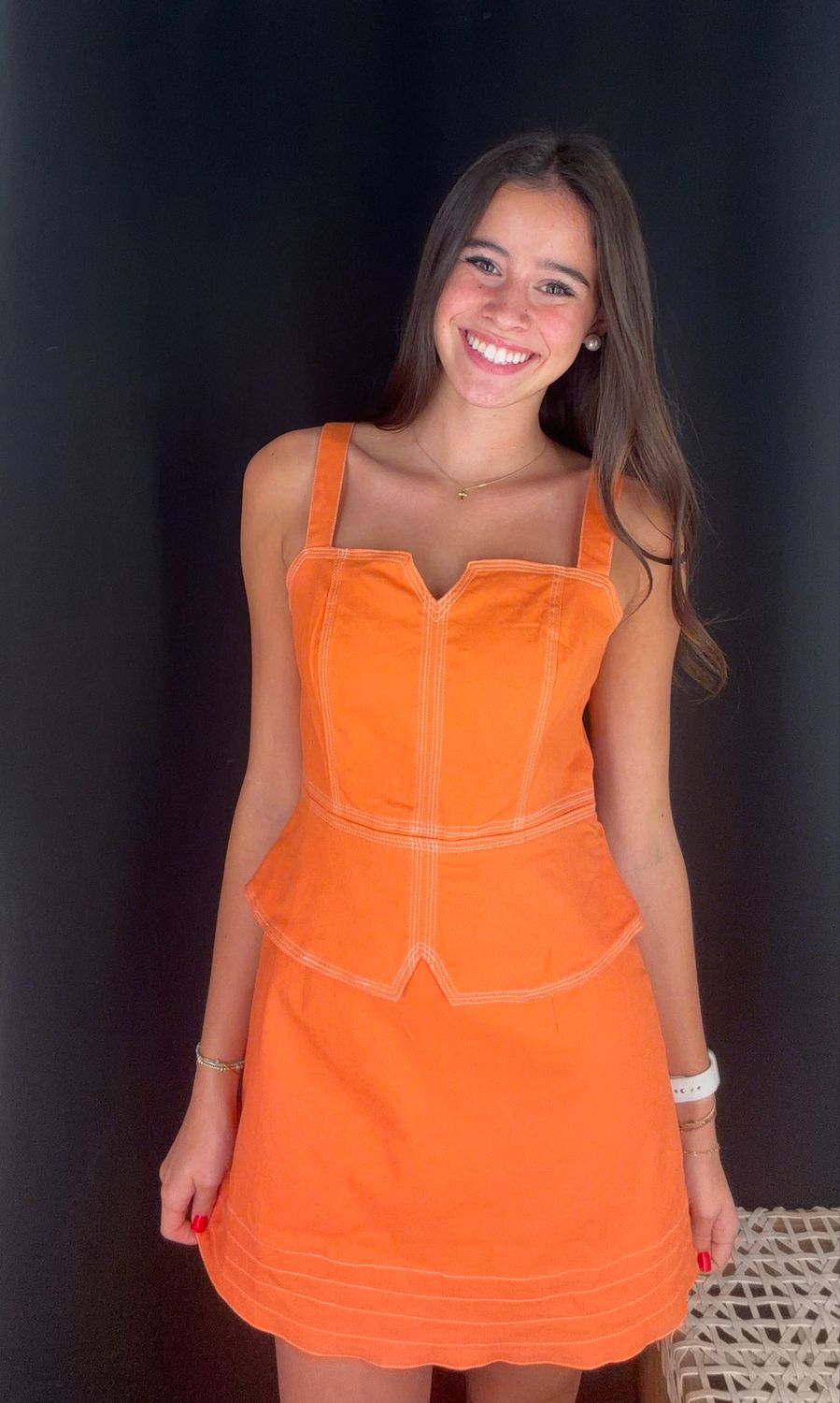 Orange Denim Corset Top Dress