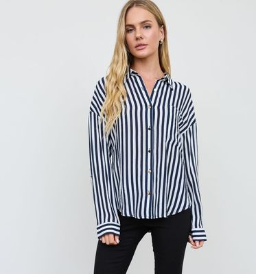 Bella Stripe Woven-Navy