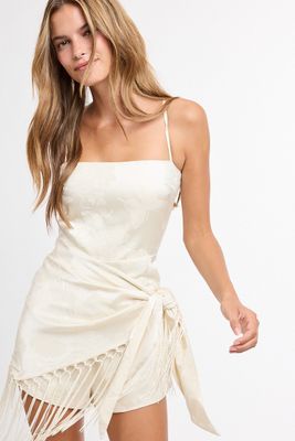 Fringetastic Wrap Romper-Cream