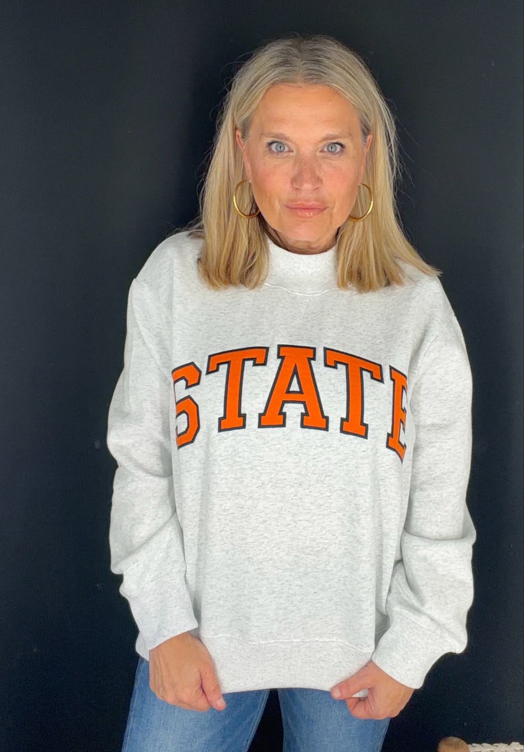 State Mock Neck-Grey
