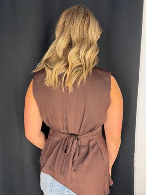 Asymmetrical Silky Top-Choc