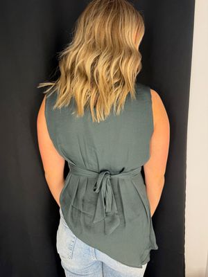 Asymmetrical Silky Top-Green